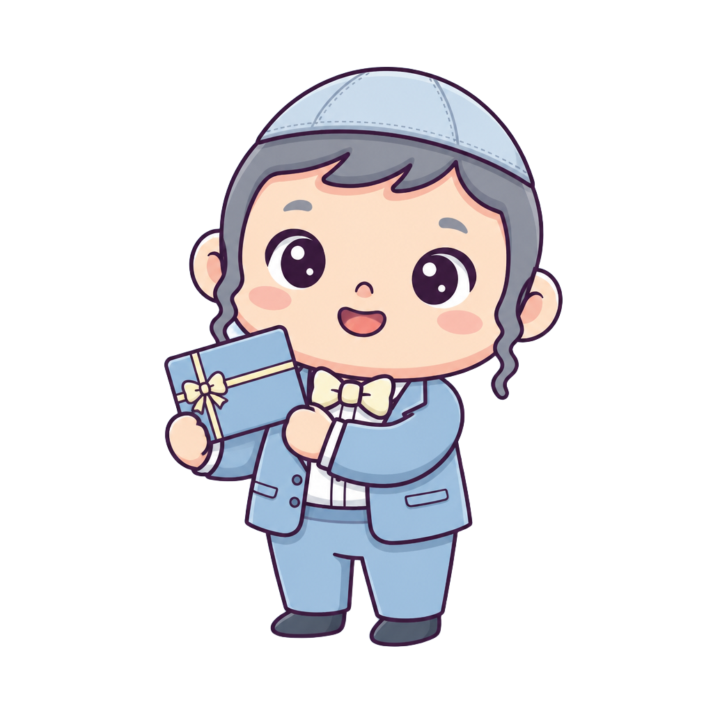 Simchi mascot holding a gift card